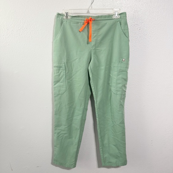 Figs Cargo Pants Green with Orange Drawstring small - Picture 1 of 5